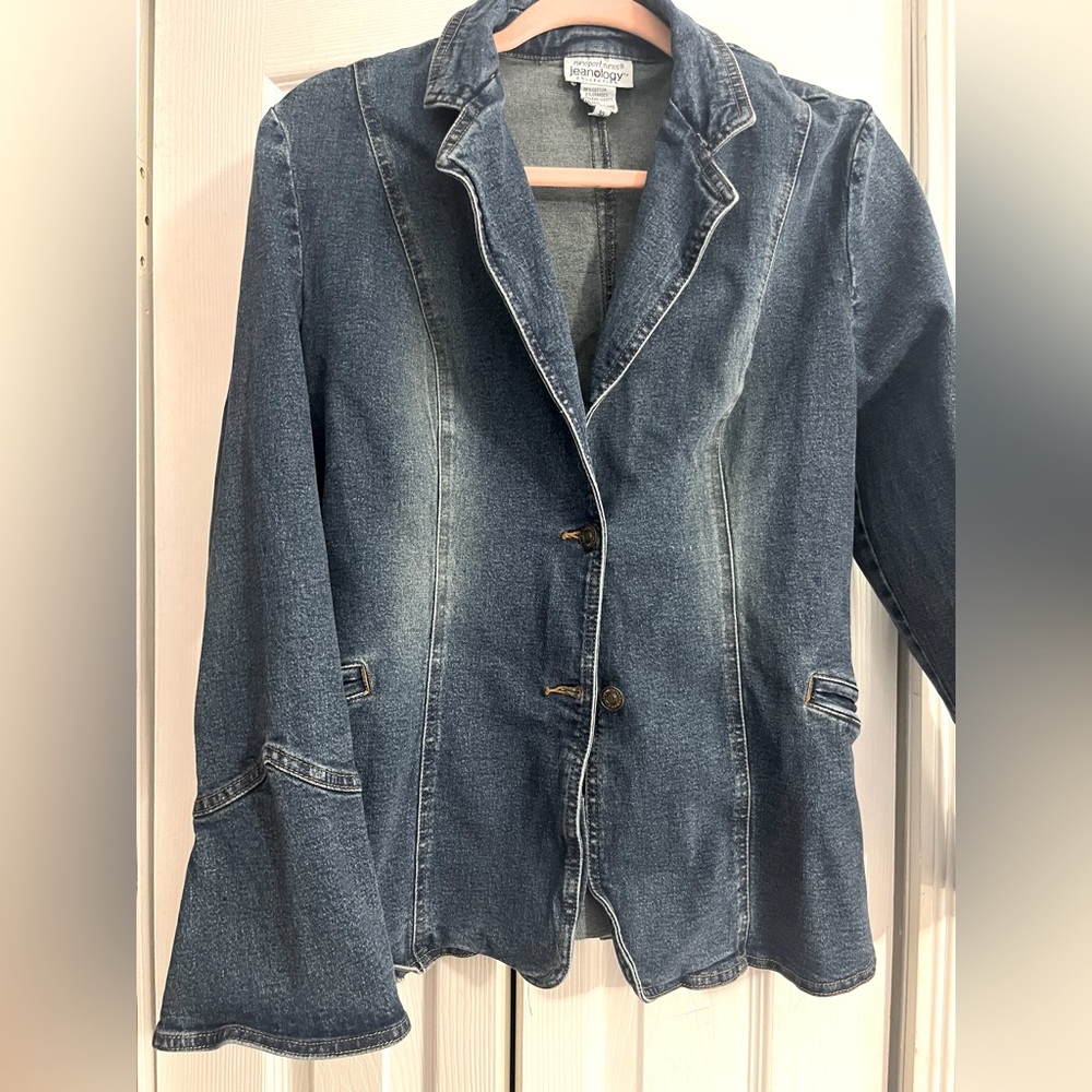 Aged Denim Bell-Sleeve Denim Jacket